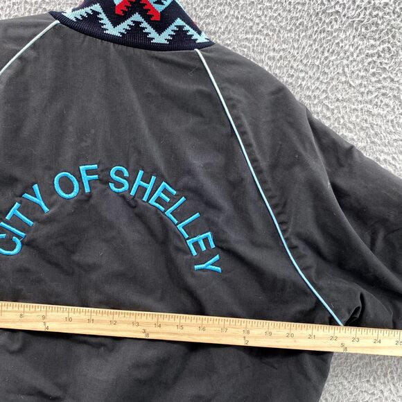 Vintage West Ark Bomber Jacket Medium Black Aztec Southwestern Varsity USA Made - Picture 13 of 15